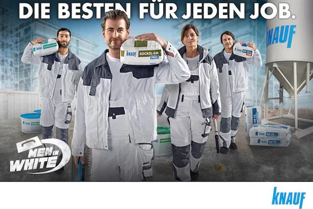 SWZ setzt MEN IN WHITE Kampagne für Knauf auch 2018 fort Bild: SWZ setzt MEN IN WHITE Kampagne für Knauf auch 2018 fort