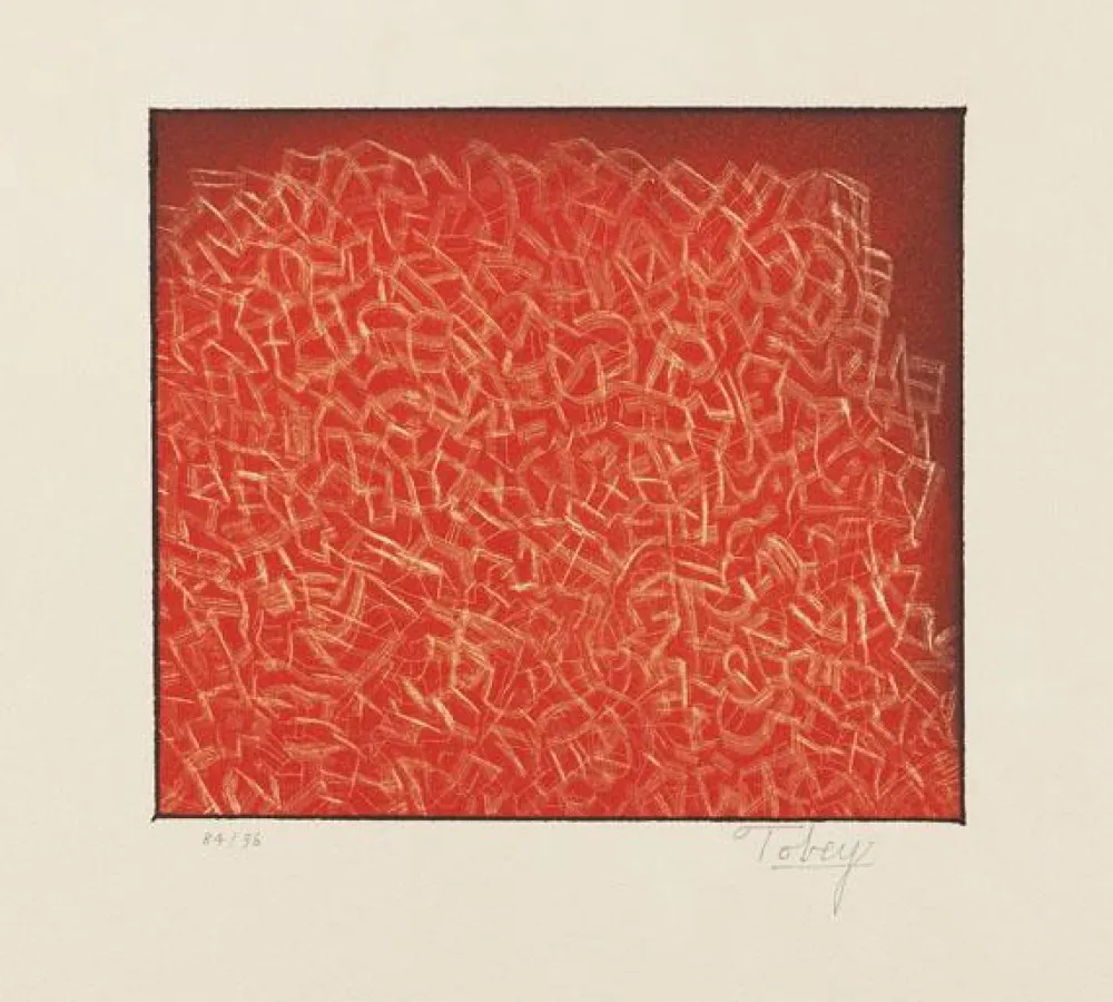Mark Tobey, Longing for Community, 1973. Farbradierung, 23,5 x 26,8 cm. Preis ohne Rahmen: EUR 480.