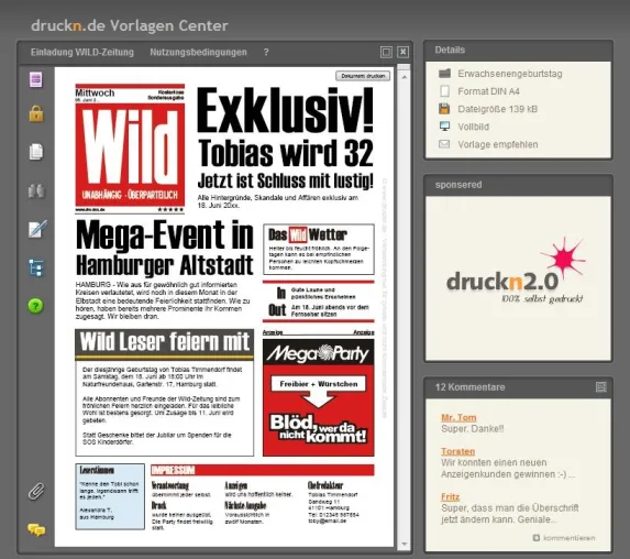 Bild: Web2Print Vorlagen-Portal druckn.de erfolgreich gestartet