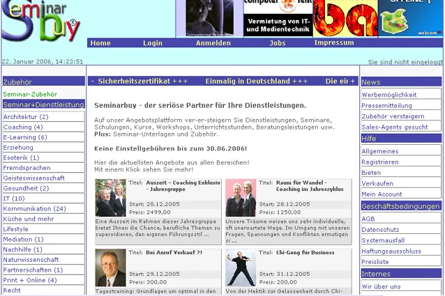 Bild: Die erste Auktionsplattform nur für Seminare & Co.