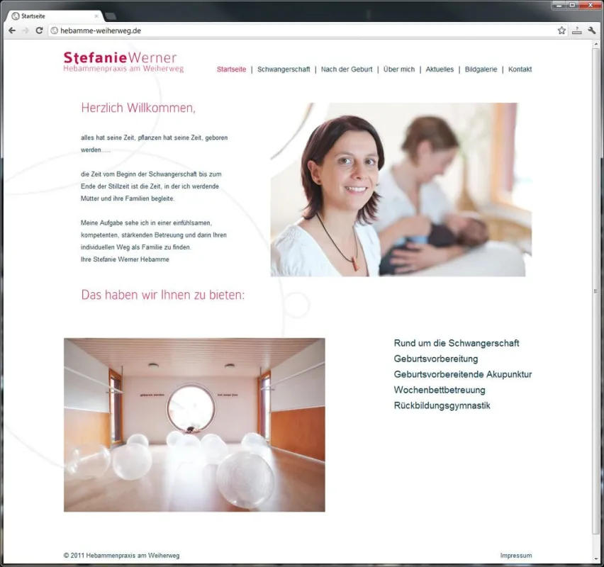 Webdesign: Internetauftritt der Hebammenpraxis Stefanie Werner, Oberhausen-Rheinhausen.