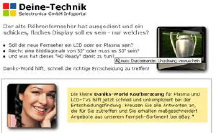 Bild: Entscheidungshilfe von Selectronica beim Kauf eines Plasma oder LCD-TV bei Daniks-World