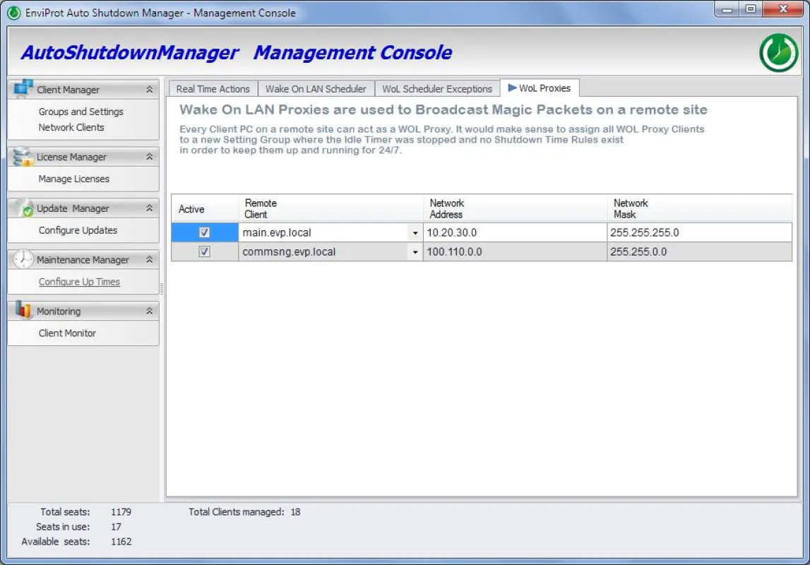 Auto Shutdown Manager WOL Proxy Konfiguration