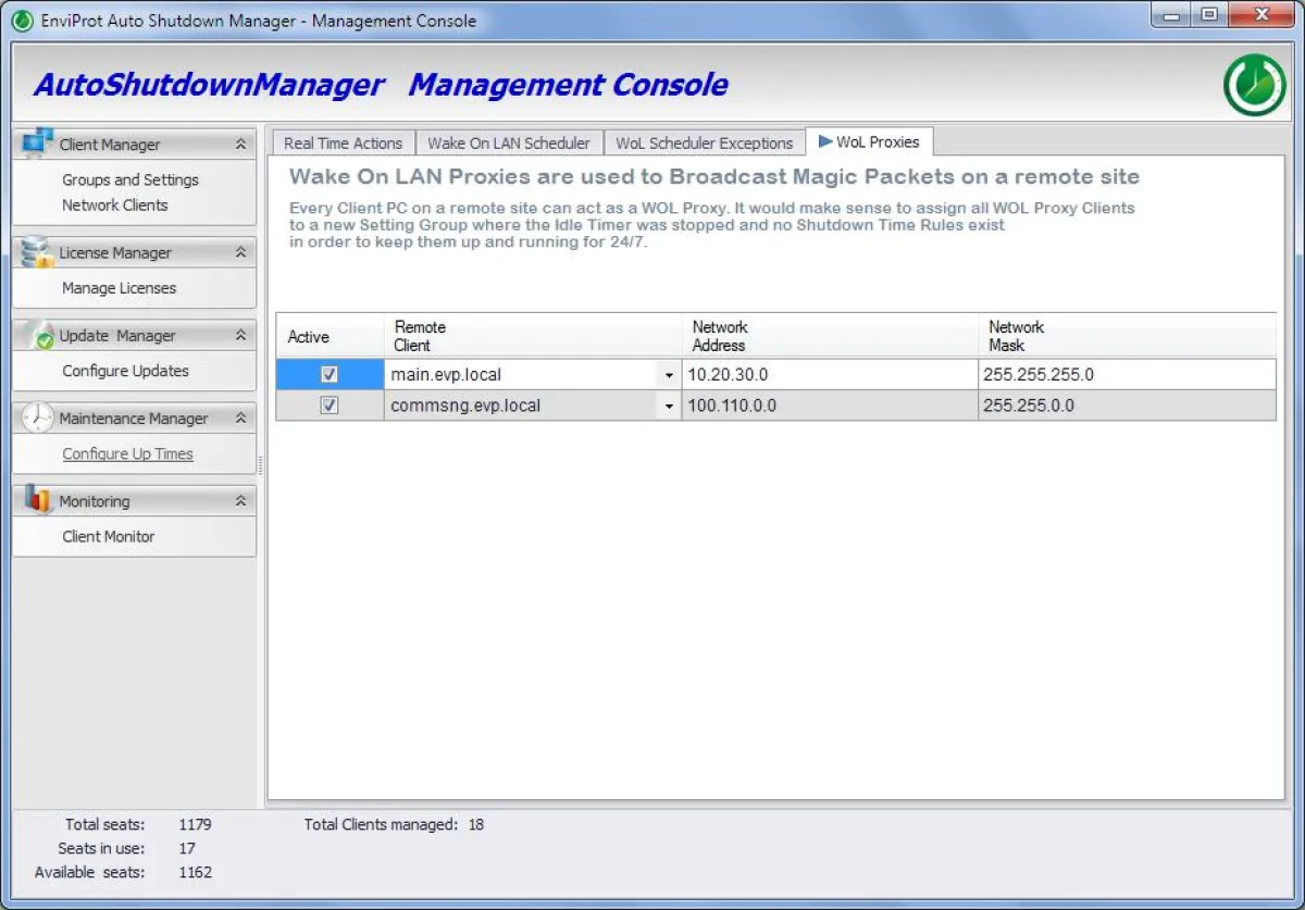 Auto Shutdown Manager WOL Proxy Konfiguration