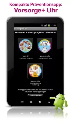 Drei Aufklärungs-Apps in einem: Impf-, Vorsorge- und Diabetes-Uhr Bild: Drei Aufklärungs-Apps in einem: Impf-, Vorsorge- und Diabetes-Uhr