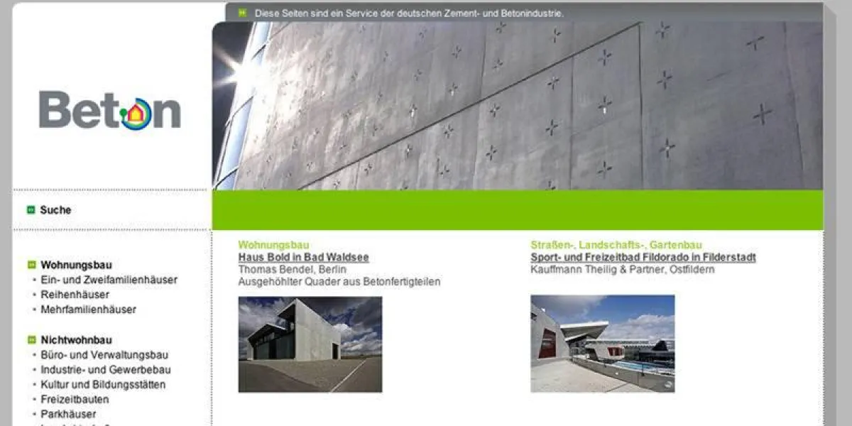 Betonarchitektur im Internet (Bild: BetonBild, Erkrath)