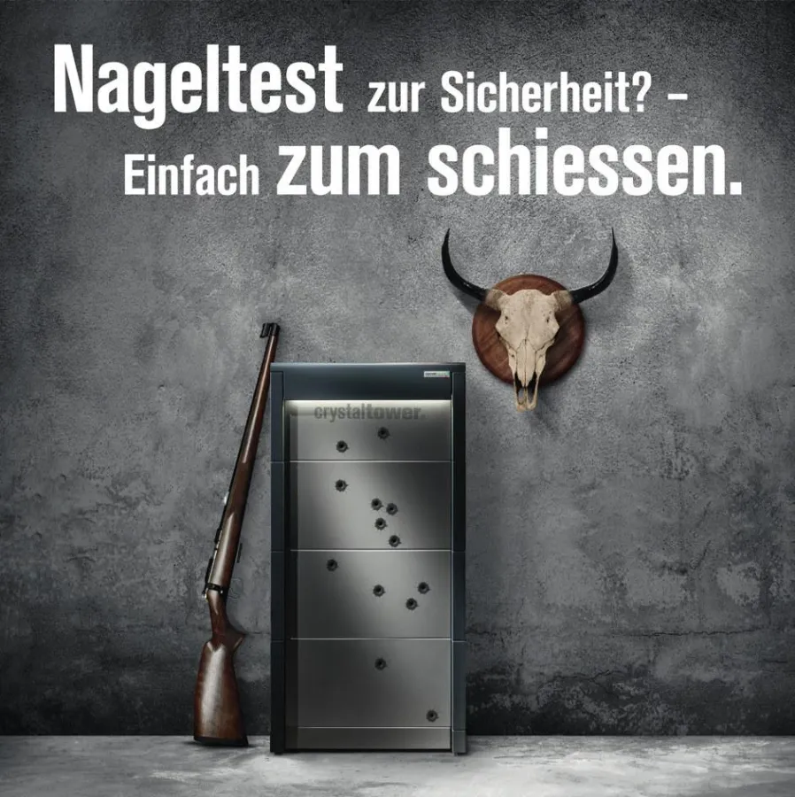 Der CrystalTower von Powertrust - selbst bei Gewehrfeuer keine Brandgefahr ©powertrust GmbH