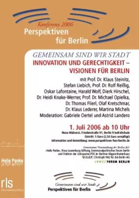 Bild: Gemeinsam sind wir Stadt - Konferenz zum Thema "Innovation und Gerechtigkeit - Visionen für Berlin" am 1. Juli in Berlin