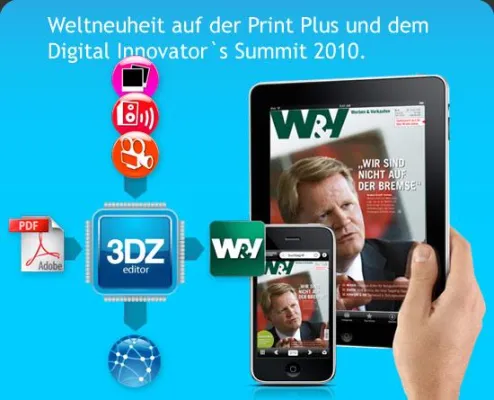 Bild: iPad-Weltneuheit auf der Print Plus und dem Digital Innovator’s Summit 2010: 3D-Zeitschrift.de