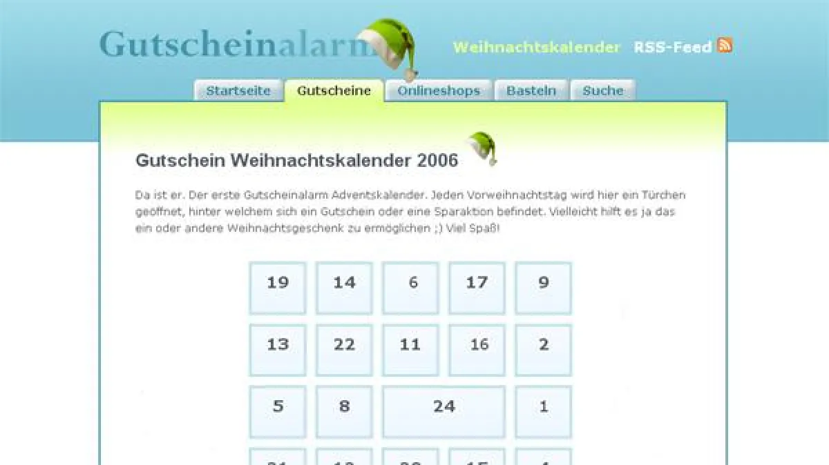 Der Gutschein Weihnachtskalender auf www.gutscheinalarm.de