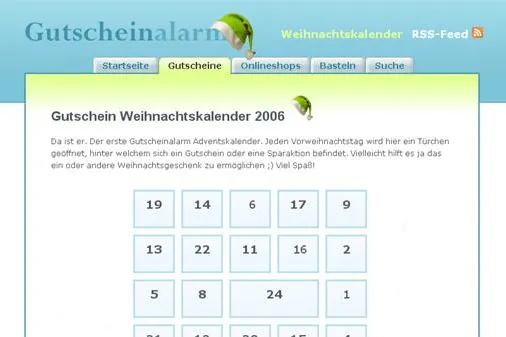 Bild: Internet-Adventskalender mit Gutscheinen und Sparaktionen