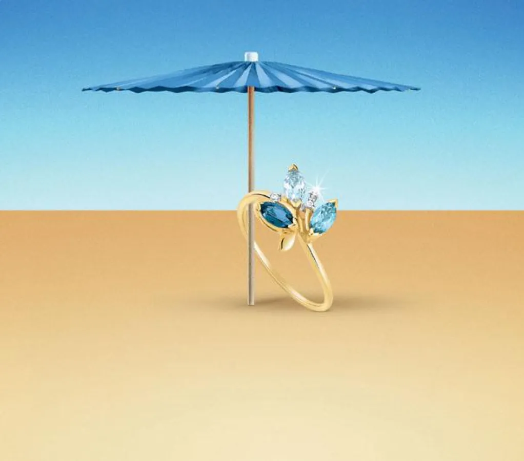 Ring, 14 Kt. Gold mit Diamanten und Topasen (beh.) € 249,-