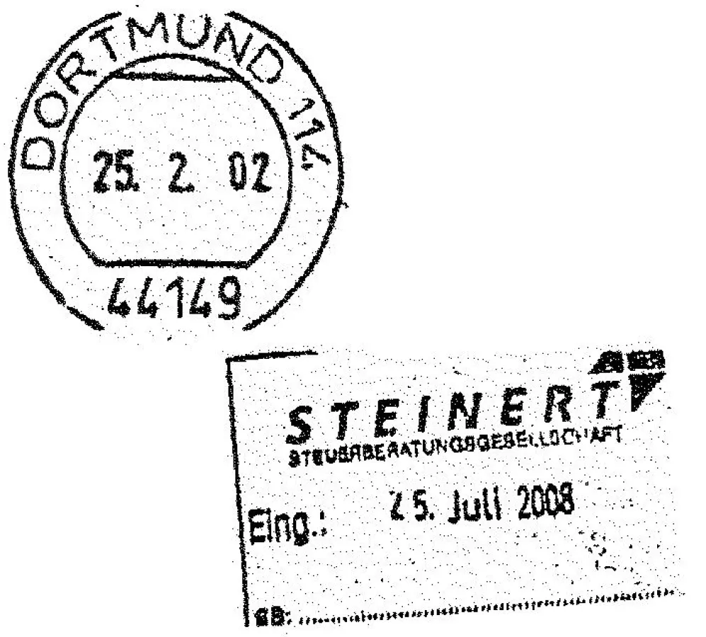 Poststempel und Eingangsstempel