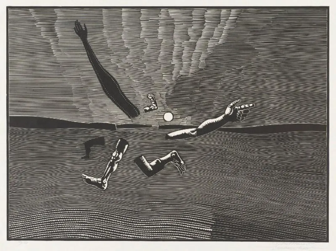 Wolfgang Mattheuer, Verlorene Mitte, 1981, Linolschnitt, 55,5 x 76,1 cm