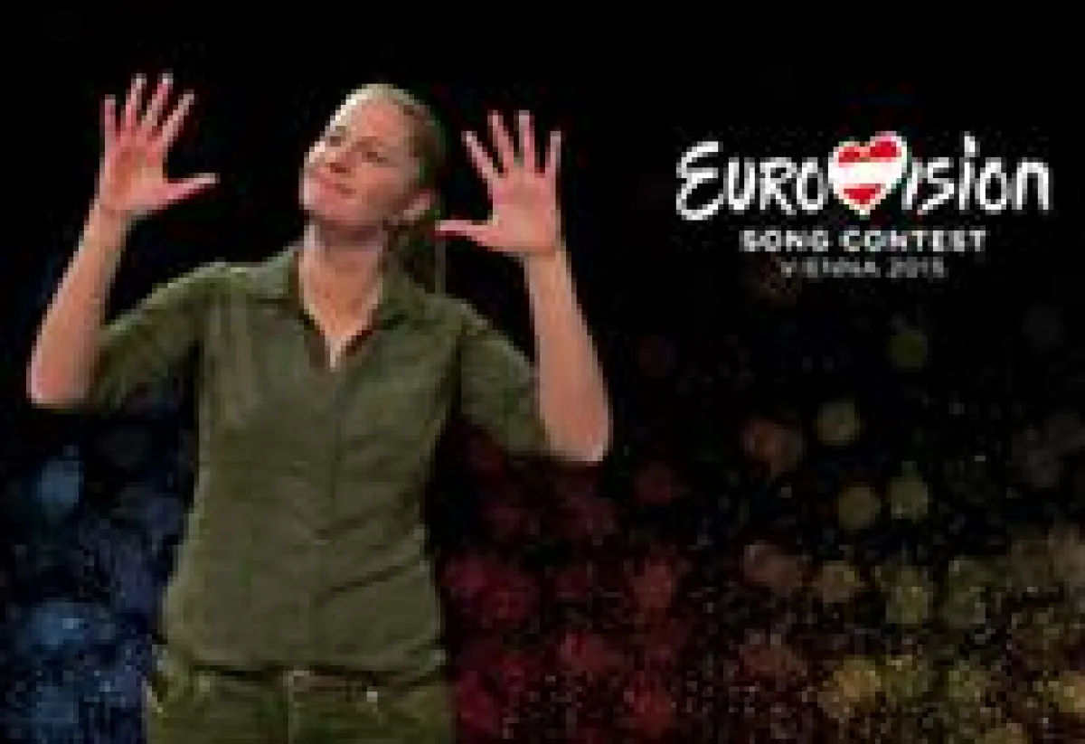 Sandra Schügerl beim Gebärdensprachdolmetschen auf dem Eurovision Song Contest Bild: ORF/Milenko B