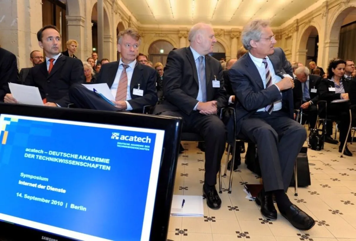 Henning Kagermann, Staatssekretär Bernd Pfaffenbach, Herrmann Requardt, Jim Hagemann Snabe (v.r.n.l.) / Foto: David Ausserhofer