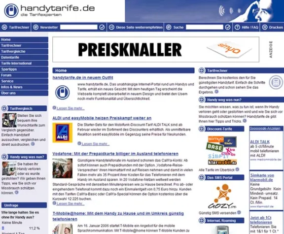 Bild: handytarife.de in neuem Outfit - noch mehr Funktionalität und Übersichtlichkeit