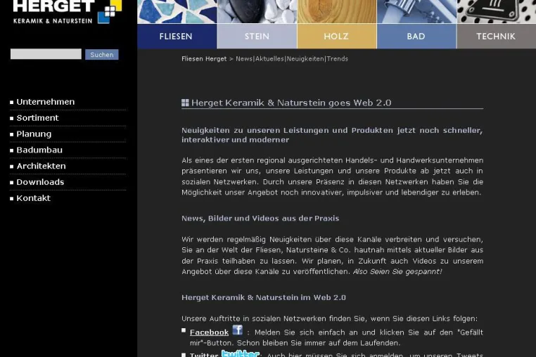 HERGET Keramik & Naturstein goes Web 2.0 Bild: HERGET Keramik & Naturstein goes Web 2.0