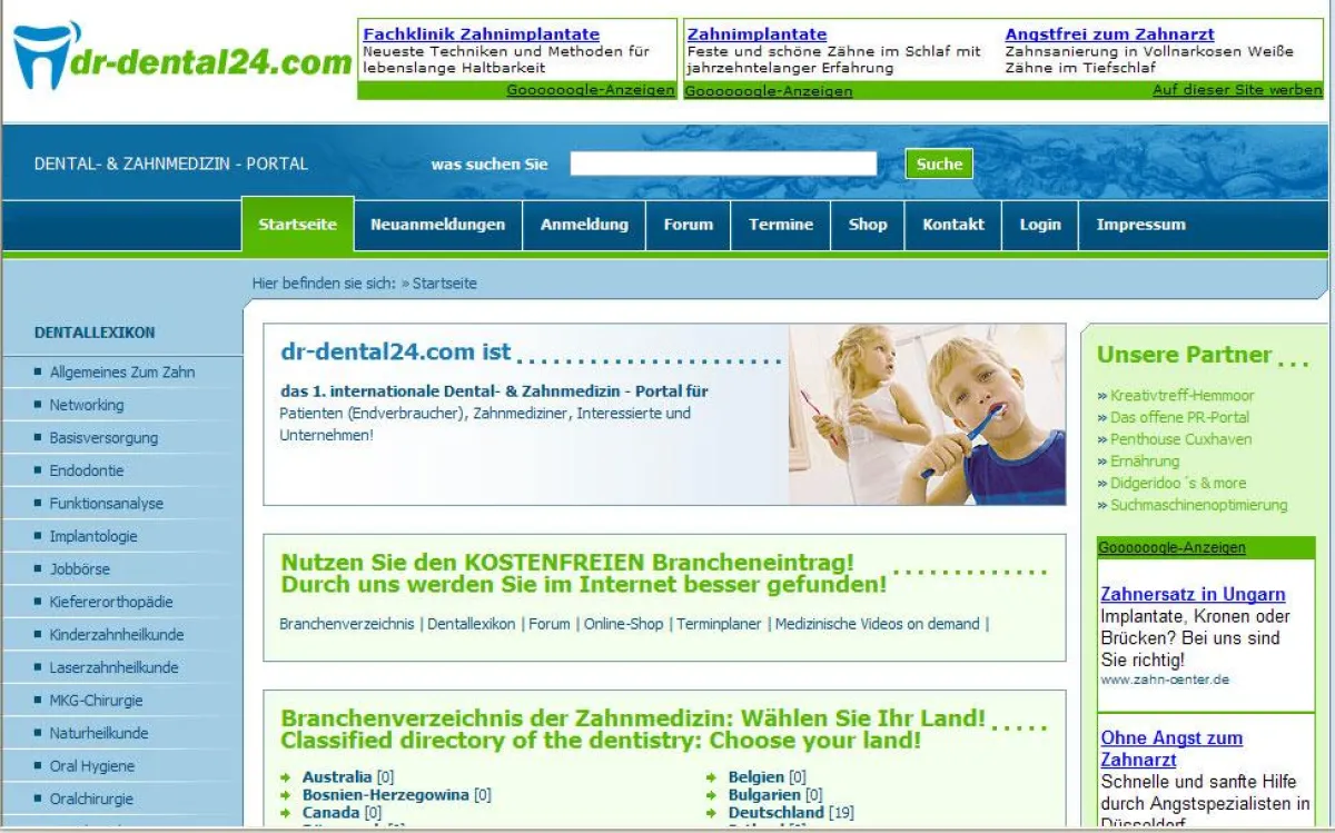 1. internationales Dental- Zahnmedizin Portal im Internet
