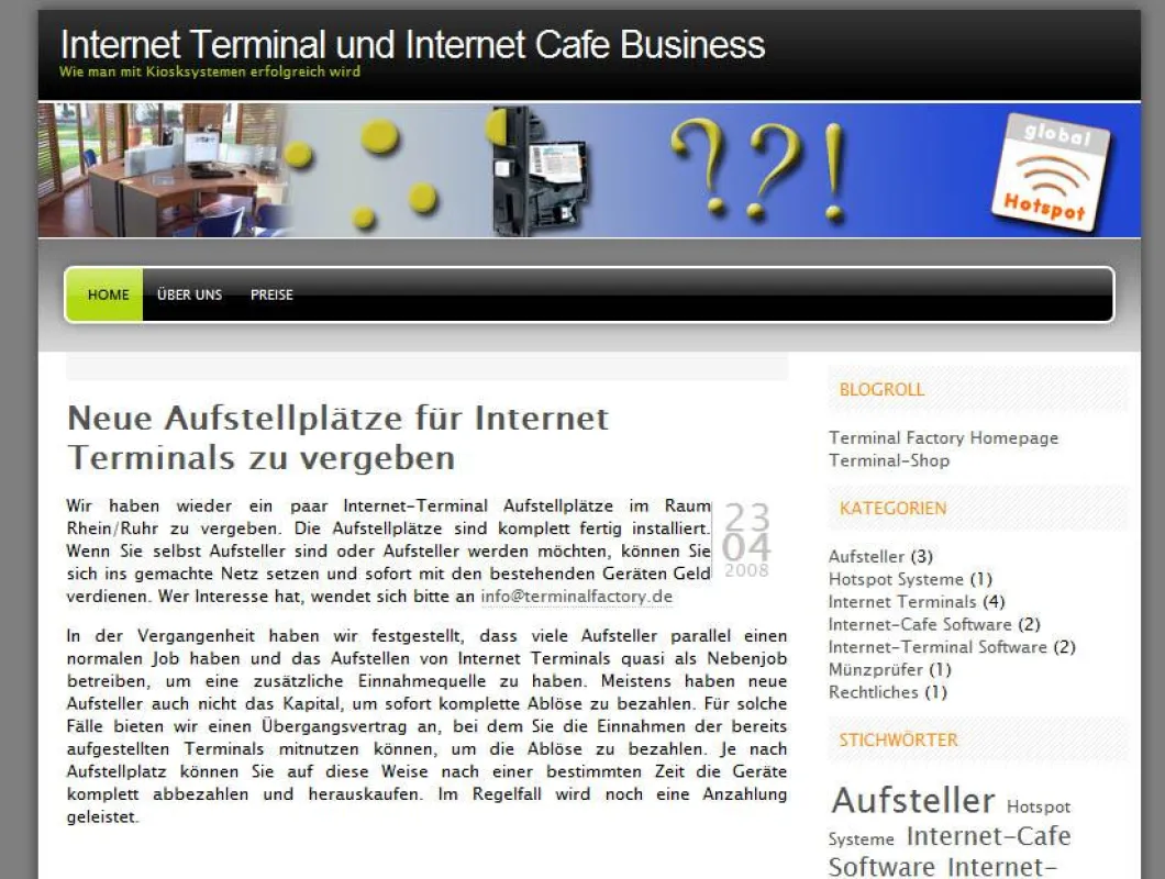 Screenshot Internet Terminal Blog