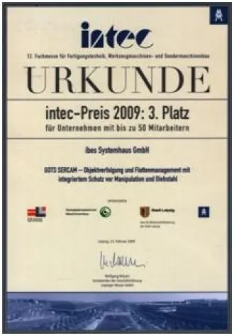 Bild: GOTS SERCAM mit intec Preis 2009 ausgezeichnet