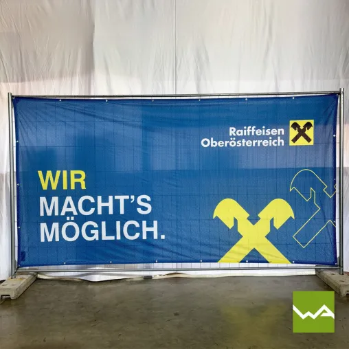 Bild: Baumesh Bauzaunbanner aus Polyester Mesh – Praktische Lösungen für Sichtschutz und Werbung