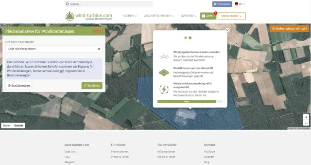 Bild: Neues Flächenanalyse-Tool auf wind-turbine.com