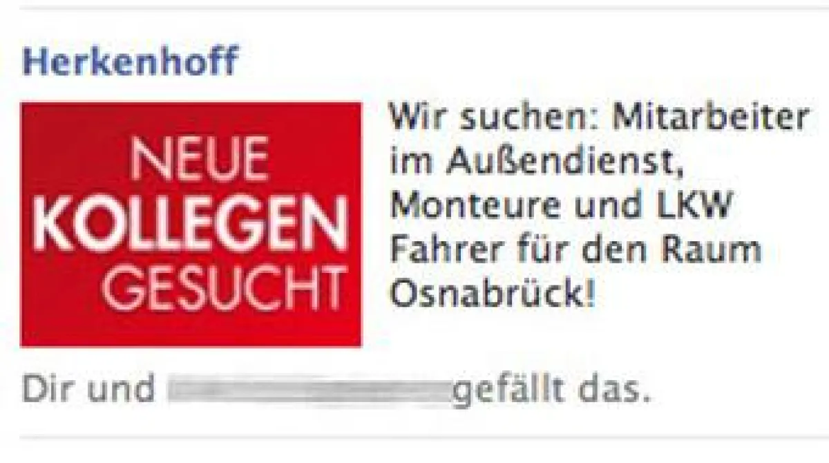 Facebook Anzeige der Firma Herkenhoff