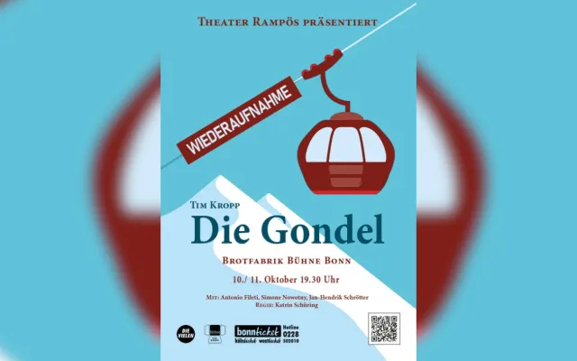 Bild: Theater Rampös bringt „DIE GONDEL“ von Tim Kropp zurück auf die Brotfabrik Bühne in Beuel