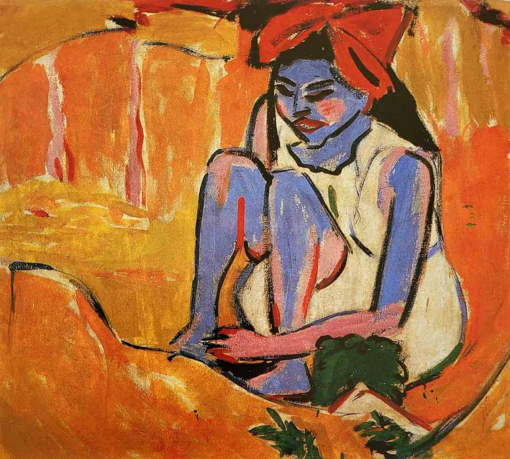 Ernst Ludwig Kirchner, Das blaue Mädchen in der Sonne, Öl auf Leinwand, 1910. 71 x 81 cm