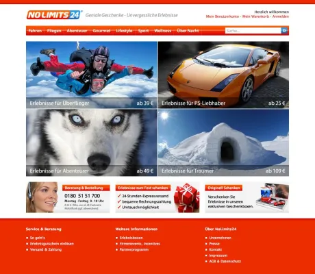 Bild: Neuer Shop der Erlebnisagentur NoLimits24 online