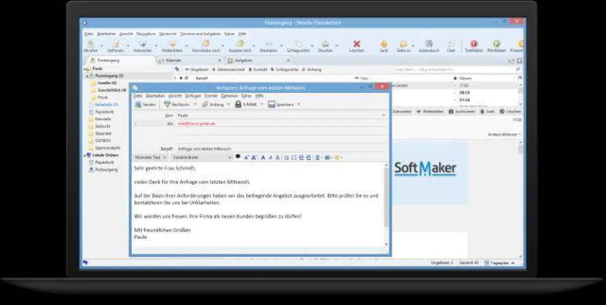 Nahtlos integriert sich Thunderbird in SoftMaker Office 2016.