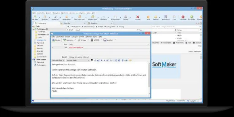 Kostenloses Update: SoftMaker Office 2016 für Windows mit erweitertem Thunderbird 38 Bild: Kostenloses Update: SoftMaker Office 2016 für Windows mit erweitertem Thunderbird 38