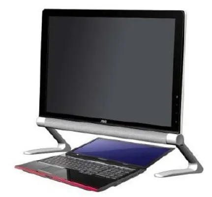 Bild: Smartes Produktkonzept: Mit dem neuen e2239Fwt präsentiert AOC das Multi-Touch-Display speziell fürs Notebook