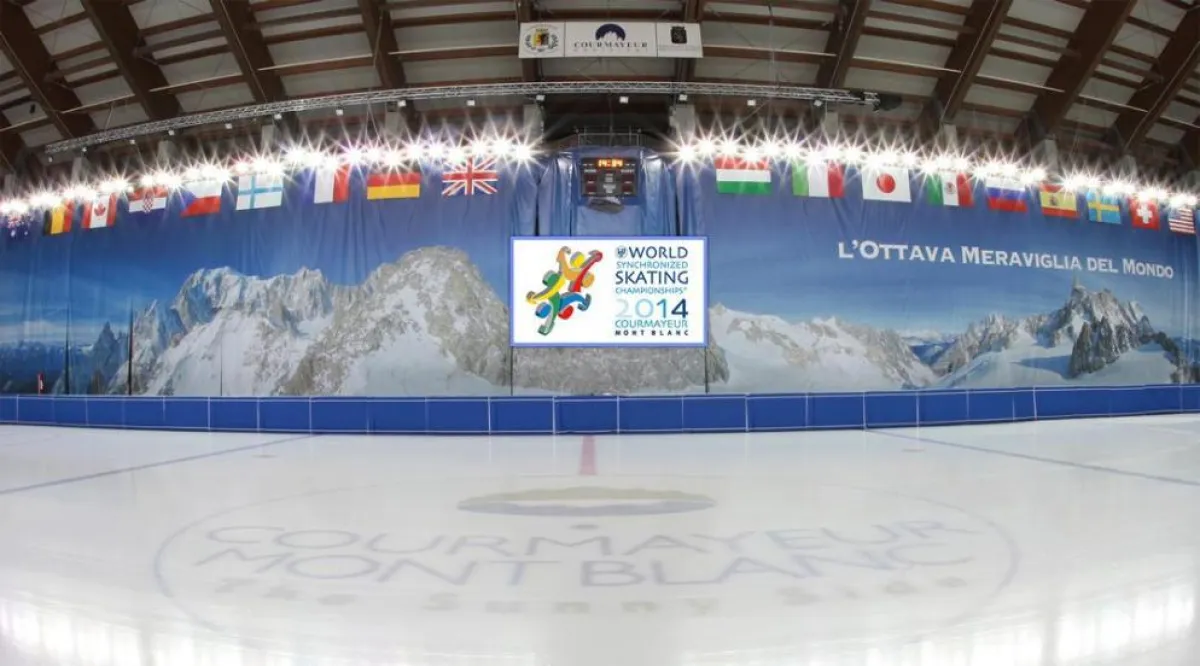 Eisparkett für die Weltmeisterschaft. Copyright: Assessorato Turismo Valle d?Aosta