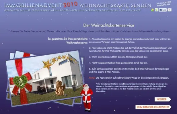 Bild: Die eigene Top-Immobilie als elektronischen Kartengruß zu Weihnachten