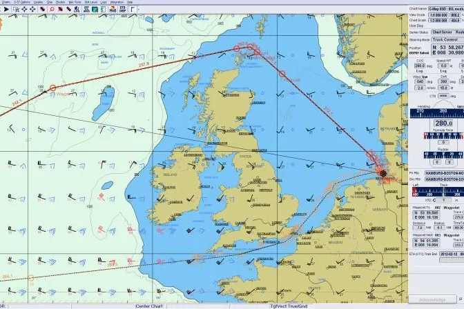 Raytheon Anschütz ECDIS mit Wetterkarte Bild: Raytheon Anschütz ECDIS mit Wetterkarte