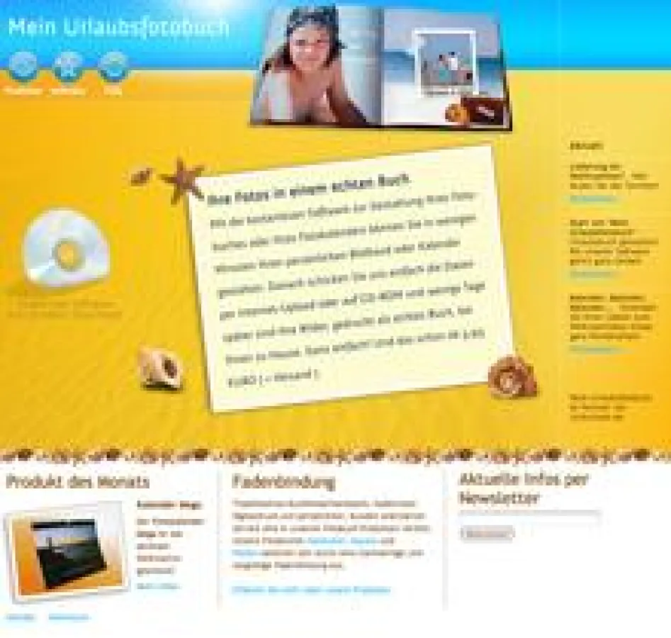 Internetauftritt www.Mein-Urlaubsfotobuch.de von Creativküche gestaltet und umgesetzt.