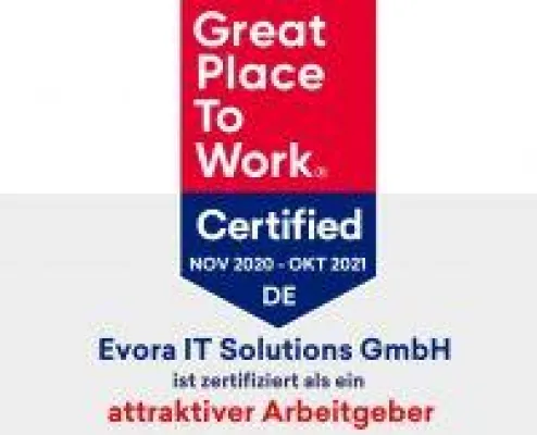 Bild: Evora für 2021 als "Great Place To Work" re-zertifiziert
