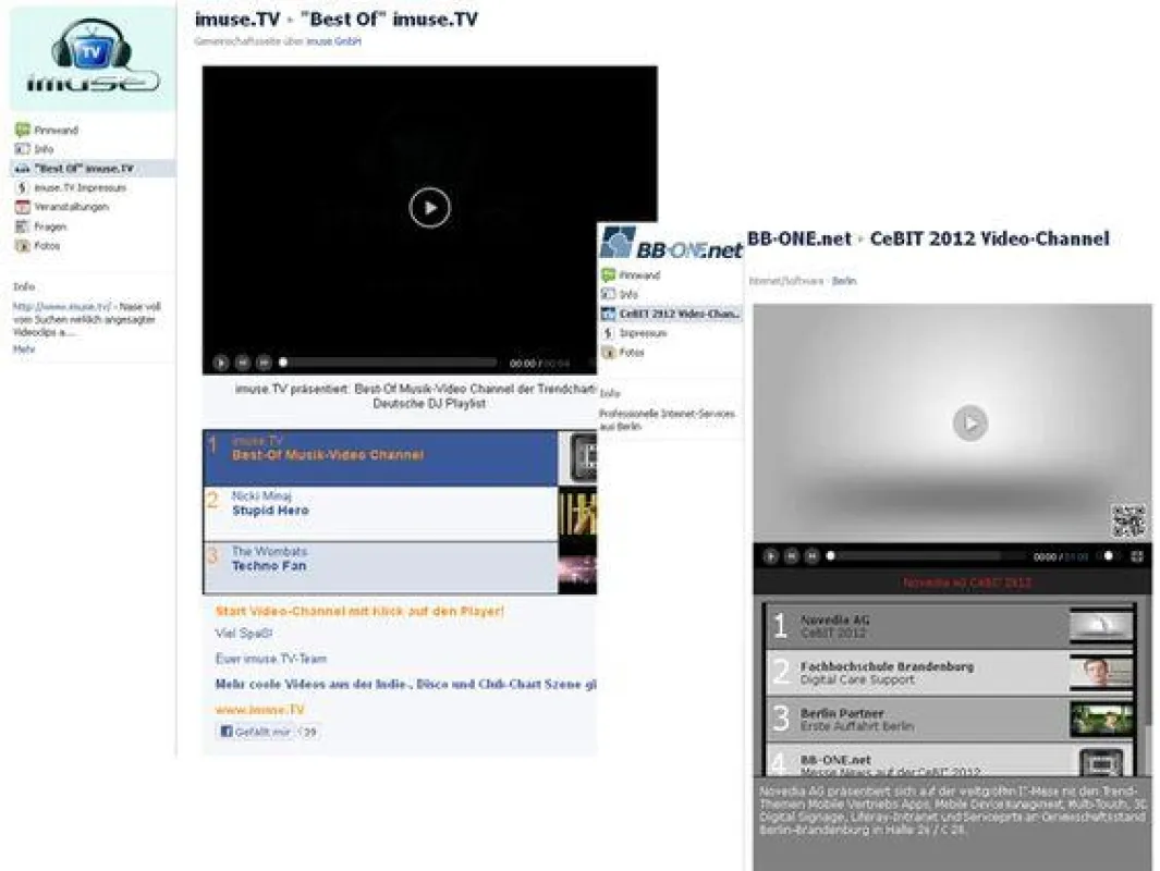 Musikvideo und Business-Web.TV als Facebook-Applikation