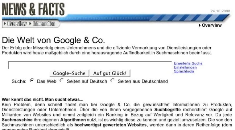 Aktuelles zu Suchmaschinenranking, Suchmaschinenmarketing und Weboptimierung Bild: Aktuelles zu Suchmaschinenranking, Suchmaschinenmarketing und Weboptimierung