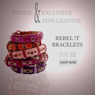 Bild: Handgemachte Luxuslederarmbänder aus exklusivem Fischleder