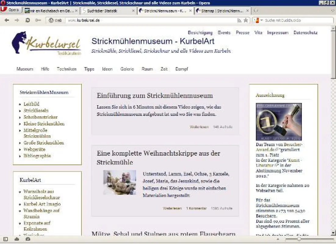 Screenshot zum Strickmühlenmuseum