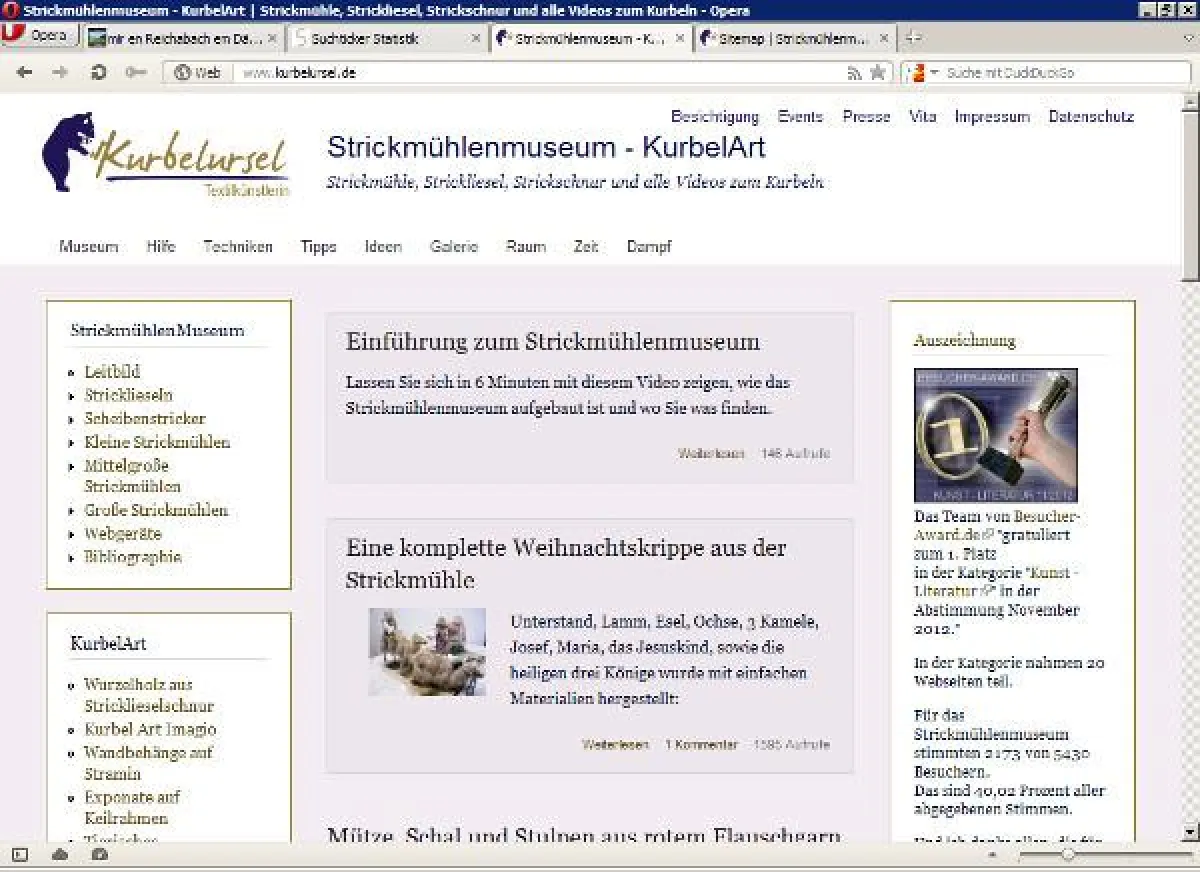 Screenshot zum Strickmühlenmuseum