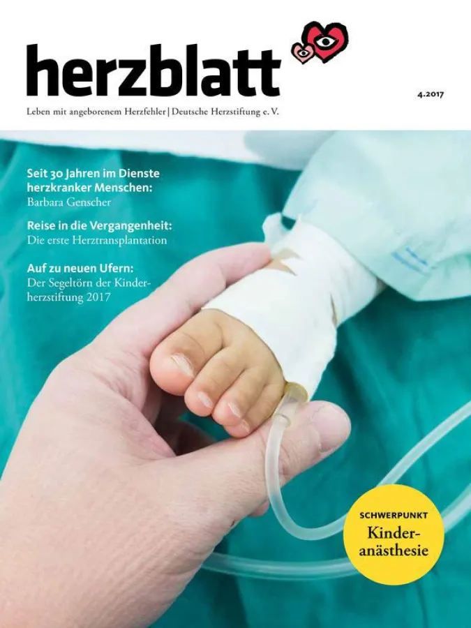 Die neue herzblatt-Ausgabe widmet sich dem Schwerpunktthema Kinderanästhesie. (Foto: gettyimmages/ChaNaWiT; Logo: Ramona Unguranowitsch/Celestino Piatti)