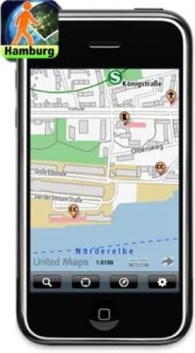 Walk & Ride Hamburg für iPod Touch und iPhone. Die beste Karte für die Stadt. Bild: Walk & Ride Hamburg für iPod Touch und iPhone. Die beste Karte für die Stadt.