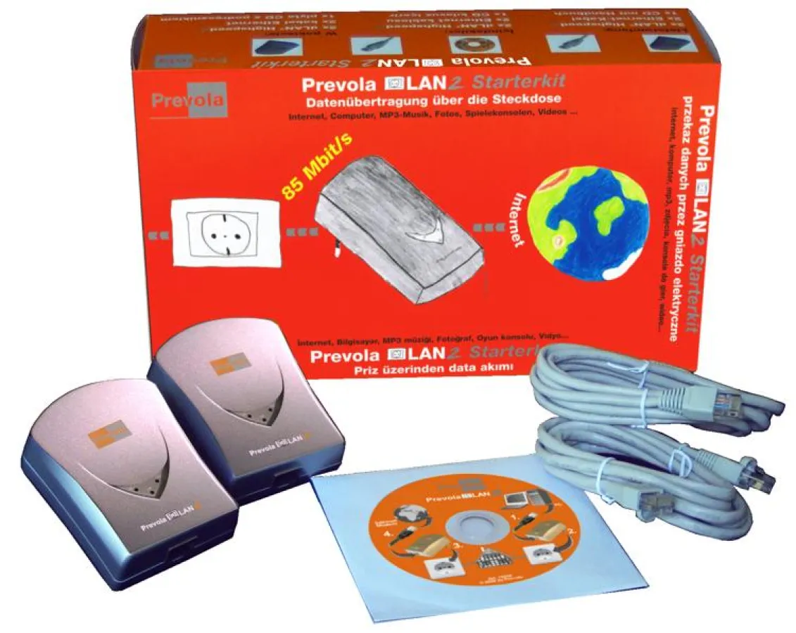 Prevola SteckdosenLAN2 Starterkit - 85 Mbit/s über das vorhandene Stromkabel