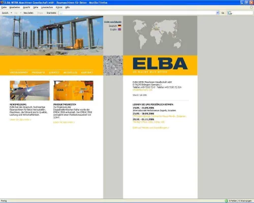 Bild: Solide: Beton-Baumaschinen-Hersteller ELBA baut auf Weblication CMS