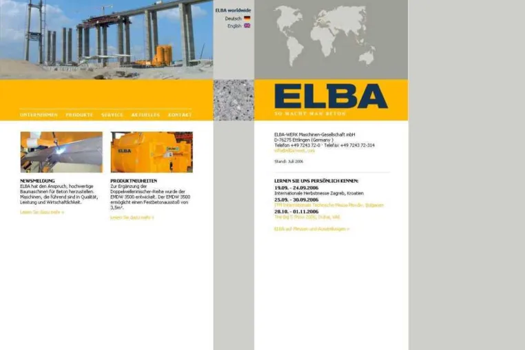 Bild: Solide: Beton-Baumaschinen-Hersteller ELBA baut auf Weblication CMS