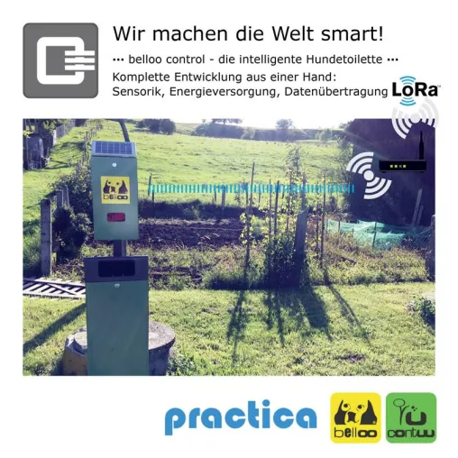 Bild: Autarke Stromversorgung mit Füllstandsanzeige und Datenübertragung per LoRa für Hundetoilette